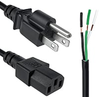 Бесплатные трехжильные кабели питания Qualtek для Северной Америки Изображение трехжильного кабеля питания Qualtek для беспошлинной торговли в Северной Америке